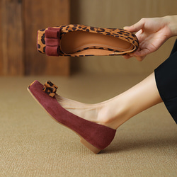 24 新款女士 柔軟真皮鞋 平底鞋 豹紋高跟鞋 21.5 公分-25 公分 #953⭐免運費⭐ 第1張的照片