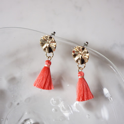 【1257】エレガントな赤いタッセルピアス／ボルドー a959b7623d0631c5618108c146cb82