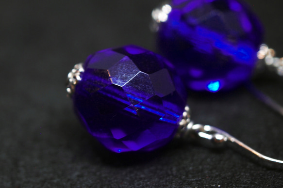 威尼斯穆拉諾琉璃珠耳環 #GE0008 藍水晶切割面 第2張的照片