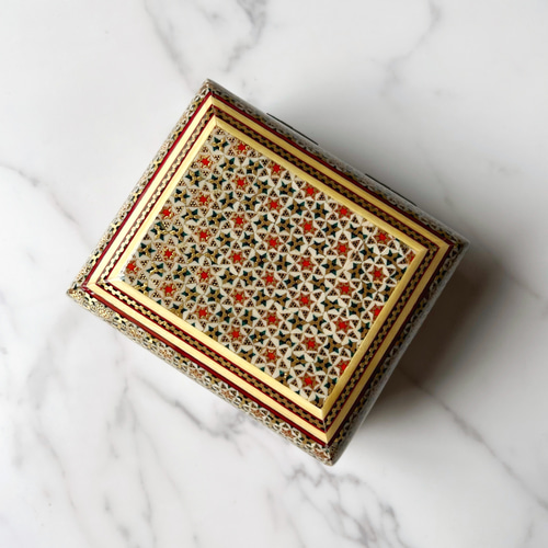 ペルシャの象嵌細工（寄木細工）小箱 アクセサリー入れ 長方形 12cm