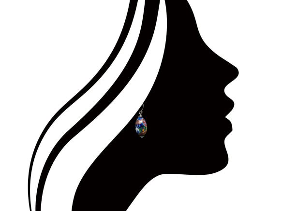 威尼斯穆拉諾琉璃珠耳環 #GE0103 梭形千花珠 第2張的照片