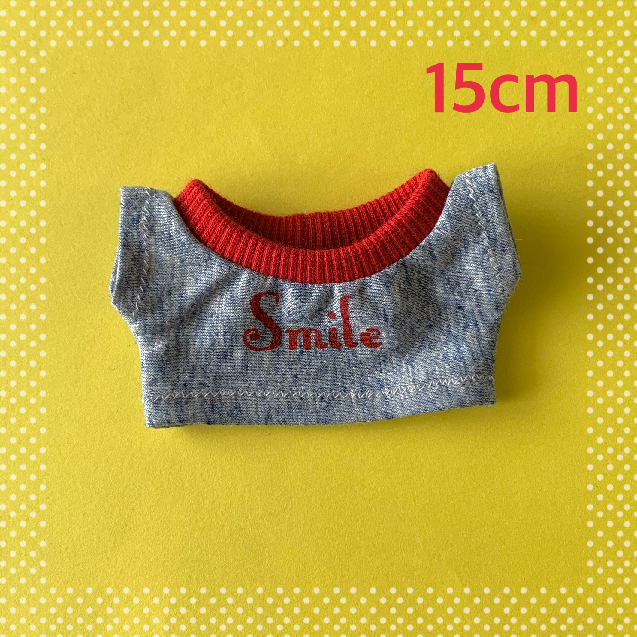 15cmぬいぐるみ用 ロゴTシャツ赤リブ(杢ブルー) その他