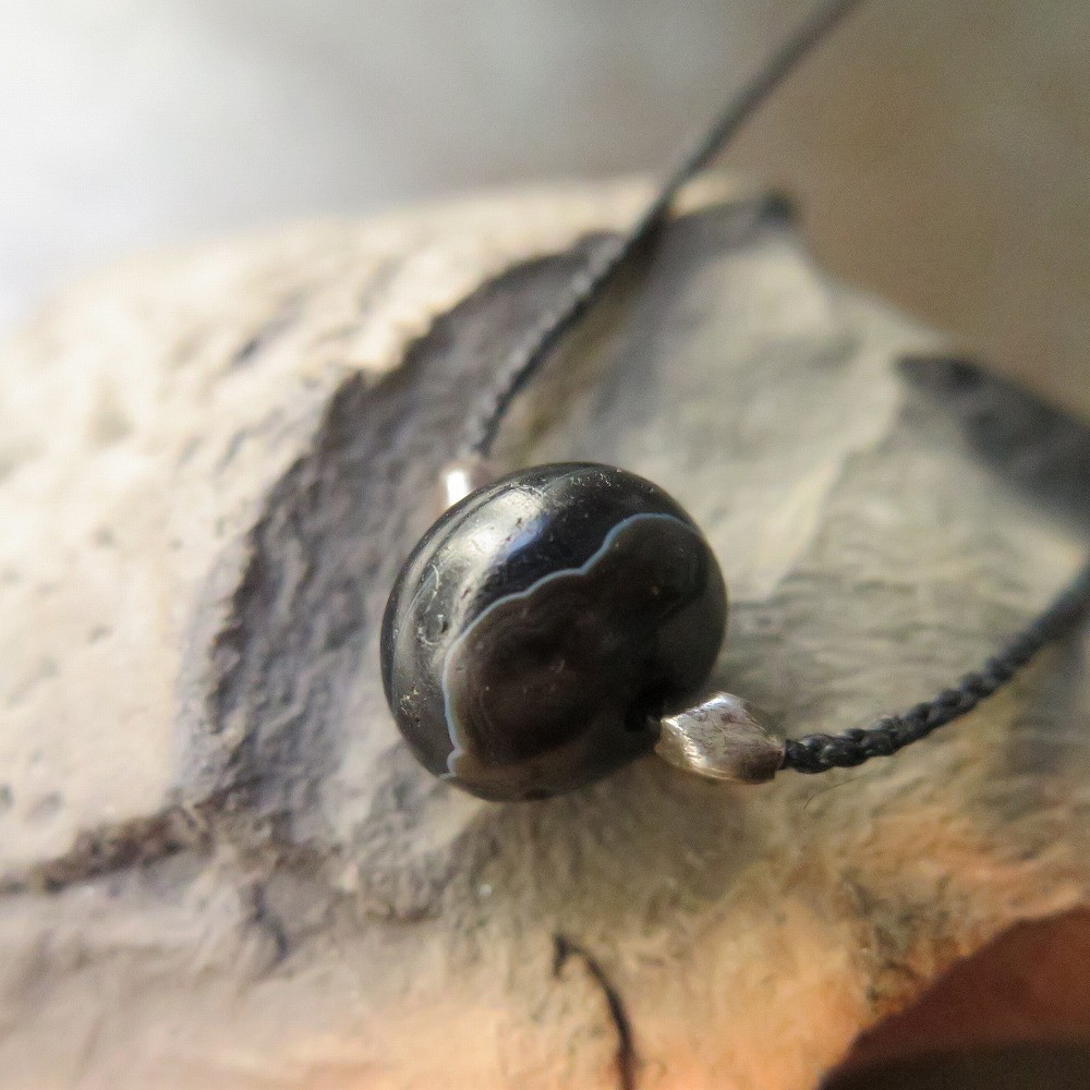 アンティーク　緒　薬師珠　＋　チンシルバー　＆　紫檀　＆　珊瑚　ネックレス　千世　chitose