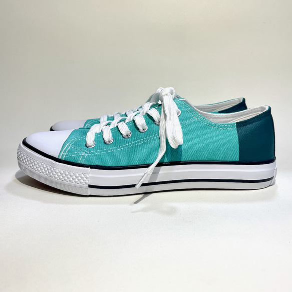 藍綠雙色低筒運動鞋(x深綠色等)22.0cm-24.5cm 鞋跟顏色半訂製 第1張的照片