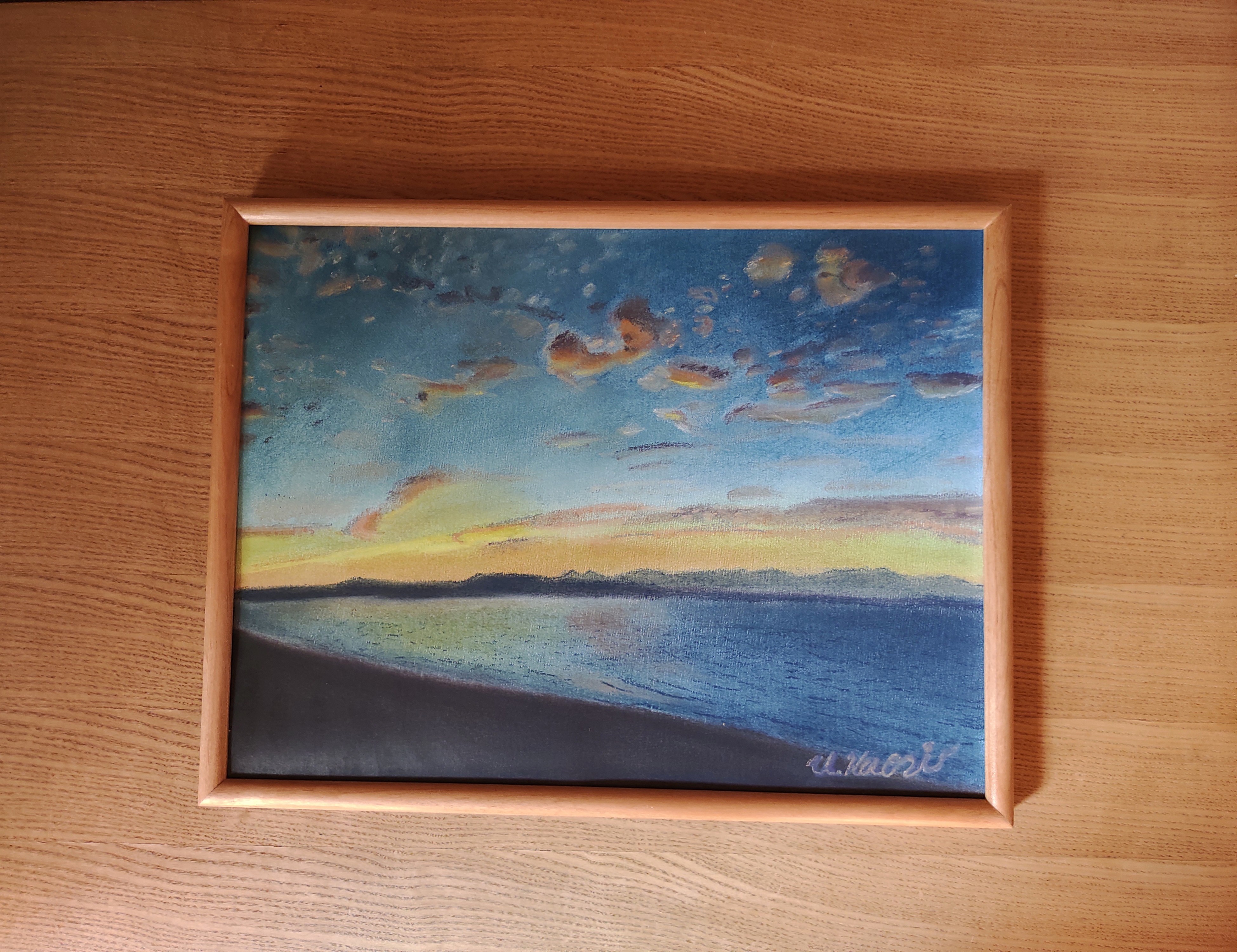原画 パステル画 海 夕空 絵画 daidaraken 通販 17530103