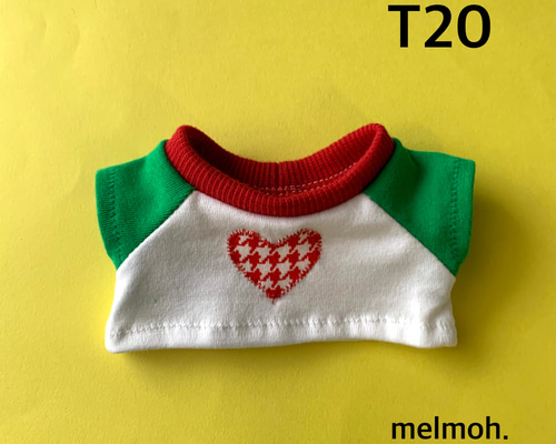 ぬいぐるみ用 ハートパッチワークTシャツ ぬいぐるみ melmoh.(め