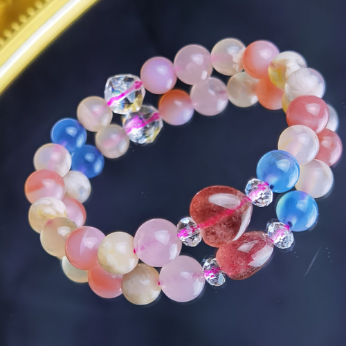 恋が叶う」石彫り*5種類ヒマラヤ天然水晶 ブレスレット ブレスレット