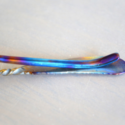Titanium tie bar・飾り羽の純チタンネクタイピン５１mm・A 3枚目の画像