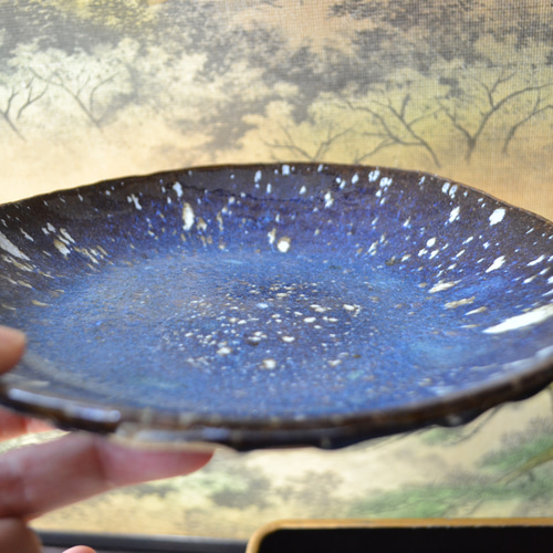 再入荷！】中皿2枚セット (星空の白天目)天の川 お皿 ペア ☆萩焼き