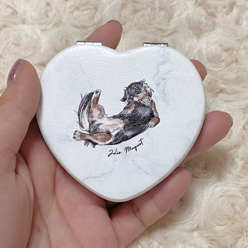 へそ天ダックスフンドのハート型ミラー その他雑貨 Jolie Muguet 通販