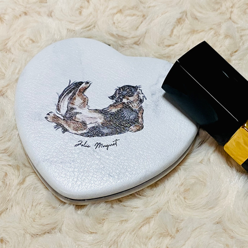 へそ天ダックスフンドのハート型ミラー その他雑貨 Jolie Muguet 通販