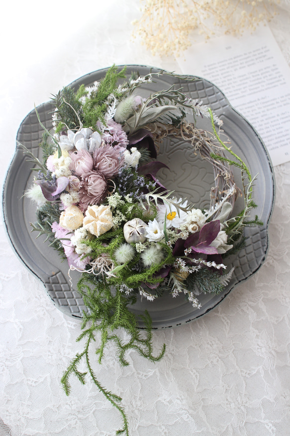 母の日♡Gift Box プリザーブドリース［パープルホワイト］