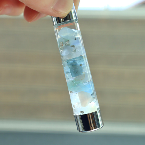 春の超早割】名入れ可 水色天然石ハーバリウムアロマスタンプ 母の日