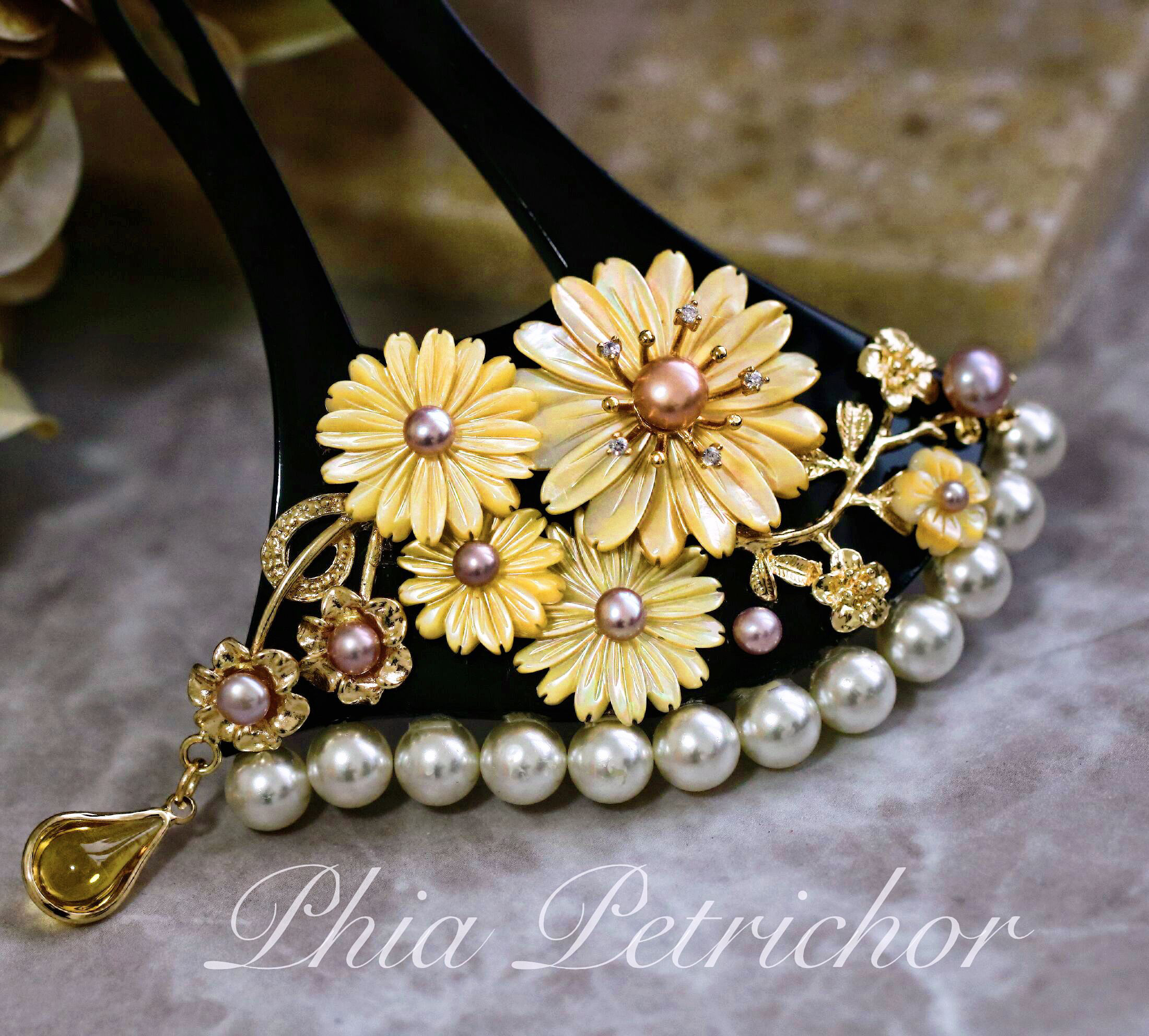 簪 和 K24GP 桜 かんざし バチ型 パール 簪 着物 髪飾り 留袖 着物 成人式 結婚式 卒業式