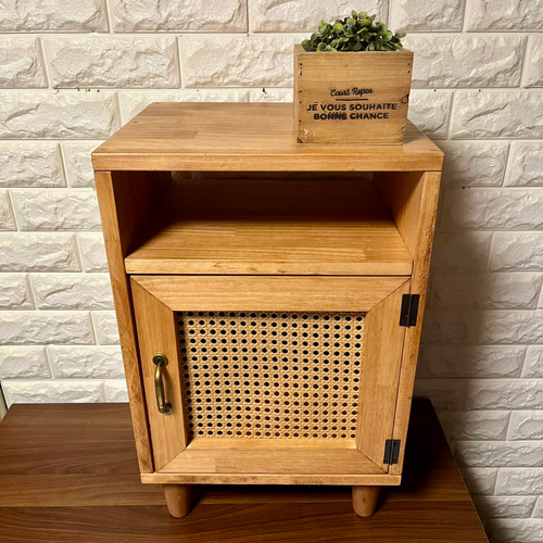 かごめ編みシリーズ第1弾】サイドテーブル ミニキャビネット ラタン製