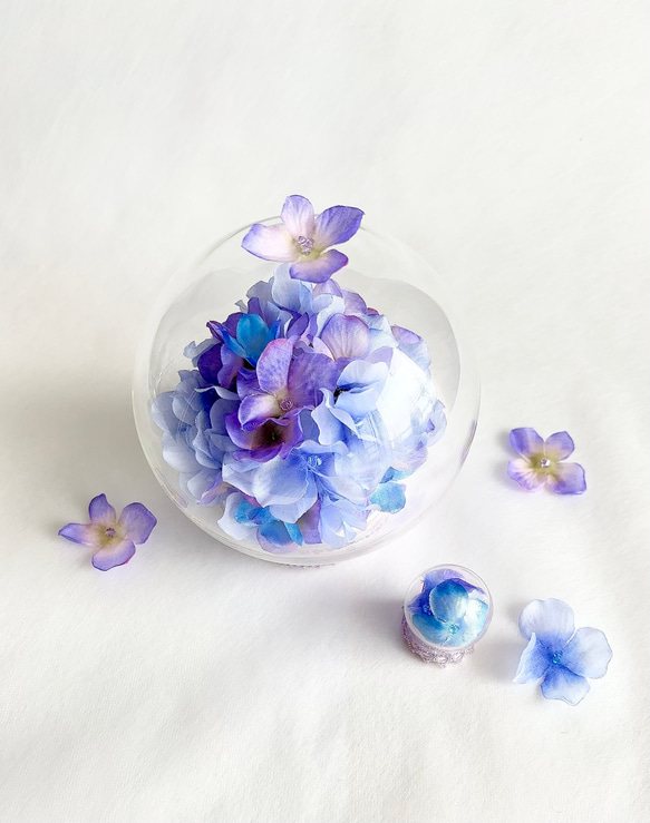 紫陽花のガラスドーム親子 6枚目の画像