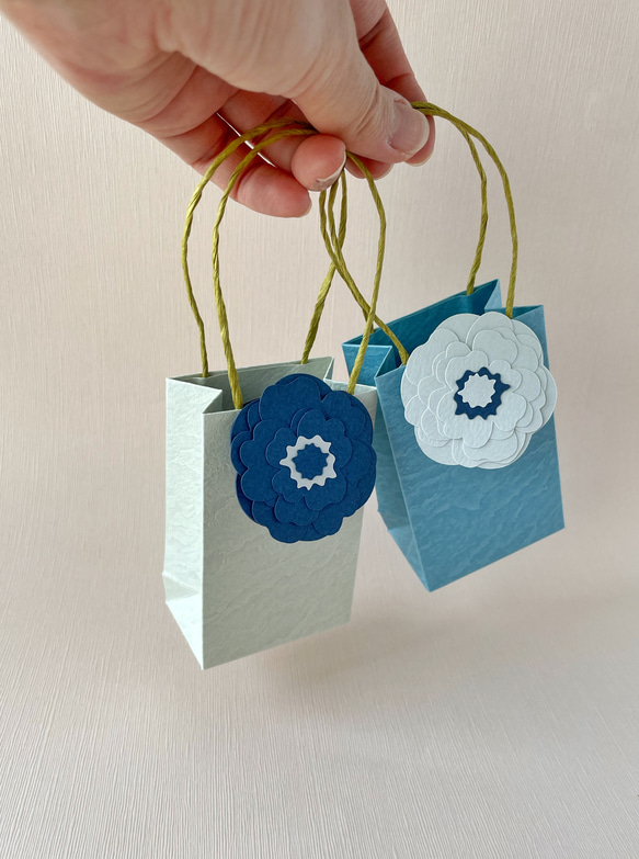 在庫限り】ミニ紙袋＆芍薬をイメージしたお花のミニカードのセット/ 全