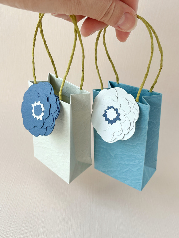 【数量限定】ミニ紙袋＆芍薬をイメージしたお花のミニカードのセット/ 全2種類・ワンランク上のラッピング・プチギフト 8枚目の画像