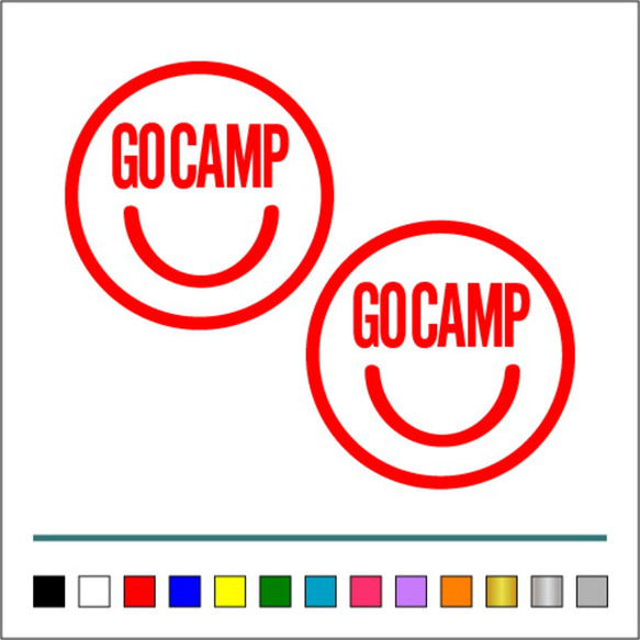 GO CAMP スマイル 001ステッカーお得2枚セット《カラー選択可》送料無料 3枚目の画像