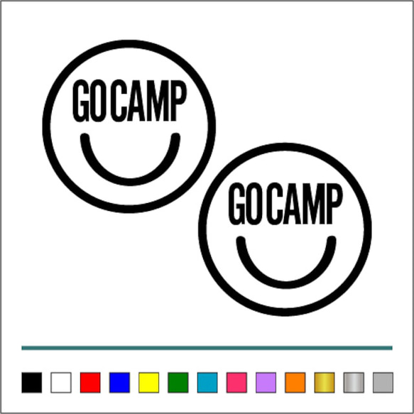 GO CAMP スマイル 001ステッカーお得2枚セット《カラー選択可》送料無料 1枚目の画像