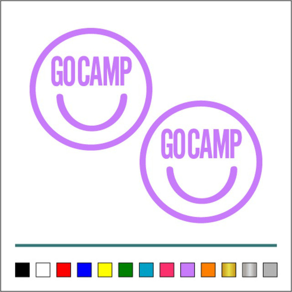 GO CAMP スマイル 001ステッカーお得2枚セット《カラー選択可》送料無料 7枚目の画像