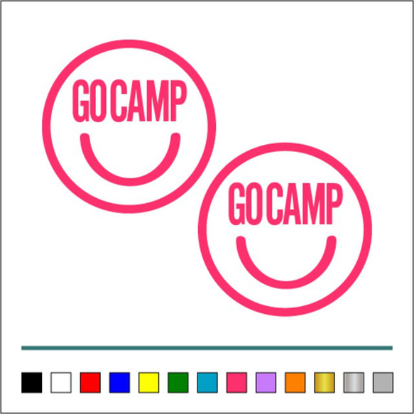 GO CAMP スマイル 001ステッカーお得2枚セット《カラー選択可》送料無料 5枚目の画像