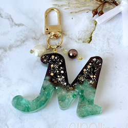 緑色マーブルボールペン 本体 キーホルダー イニシャル変更可 手作り 新品 樹脂 1_a1932676baaddaf0998dc6d04101