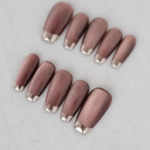 サイズオーダー】ネイルチップ マグネットネイル ブラウンネイル  