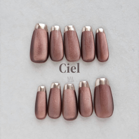 サイズオーダー】ネイルチップ マグネットネイル ブラウンネイル  