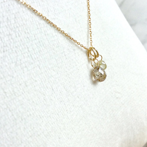 大粒ブリオレットダイヤの2粒ネックレス K18 1.038ct & 0.406ct 大粒ブリオレットダイヤの2粒ネックレス K18 1.038ct & 0.406ct