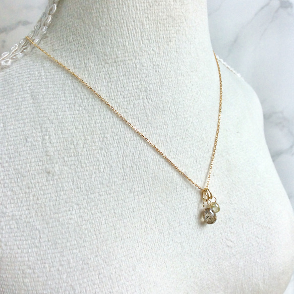 大粒ブリオレットダイヤの2粒ネックレス K18 1.038ct & 0.406ct 