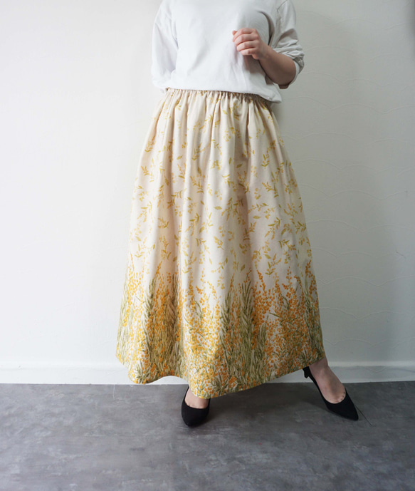 綿麻ミモザナチュラルロングスカート 1枚目の画像