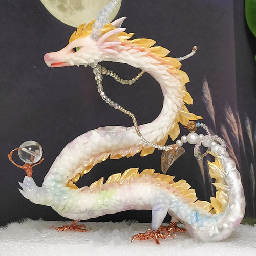 銅製:瑞龍置物(水晶珠添) 銅製:瑞龍置物(水晶珠添) 銅製:瑞龍置物(水晶珠添) 【公式通販】