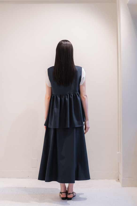 Sarasara vest　ネイビー　sai　日本製　ストレスフリー　体型カバー　ベスト　フリーサイズ　即納 4枚目の画像