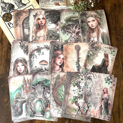 ファンタジーなコラージュペーパー(魔法森林)30枚【mc】 その他素材