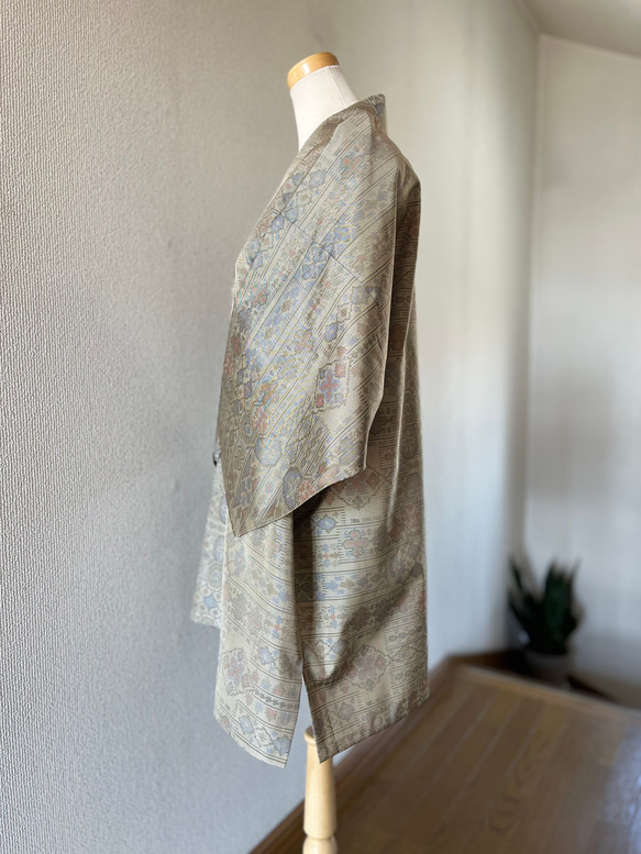 大島紬　作務衣　着物リメイク　素敵な貴方のお洒落上衣　現品限り　 5枚目の画像