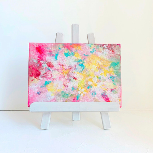 原画】抽象画 春の喜び 227×158mm（SMサイズ）キャンバス 送料
