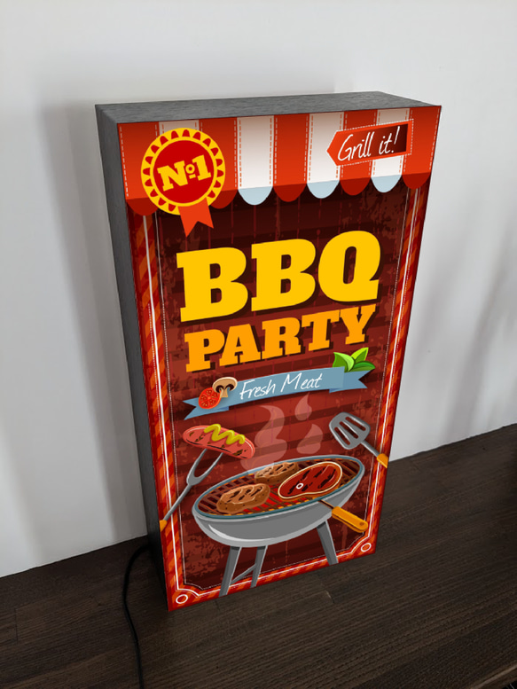 BBQ バーベキュー 焼肉 アウトドア キャンプ 店舗 ガレージ パーティー ランプ 看板 置物 雑貨 ライトBOX 4枚目の画像
