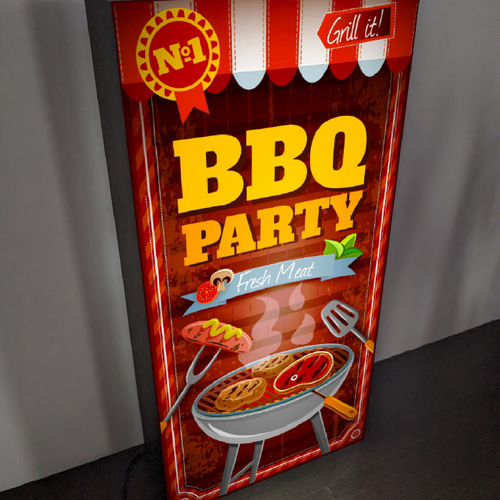 BBQ バーベキュー 焼肉 アウトドア レトロ 看板 置物 雑貨 ライトBOX BBQ バーベキュー 焼肉 アウトドア キャンプ 店舗 自宅 ガレージ