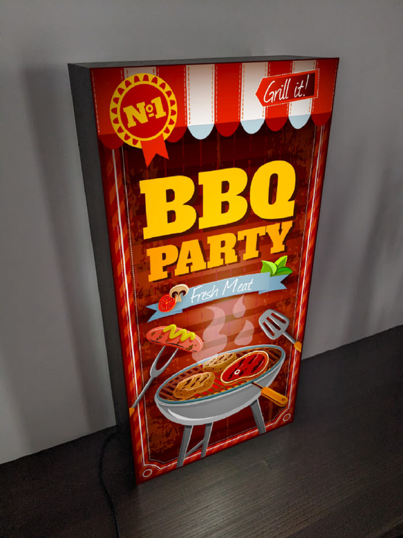 BBQ バーベキュー 焼肉 アウトドア キャンプ 店舗 ガレージ パーティー ランプ 看板 置物 雑貨 ライトBOX 3枚目の画像