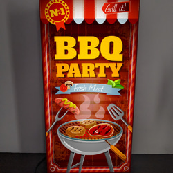 BBQ バーベキュー 焼肉 アウトドア キャンプ 店舗 ガレージ パーティー ランプ 看板 置物 雑貨 ライトBOX 2枚目の画像