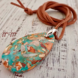 皇帝石 turquoise orange pendant -B 1枚目の画像