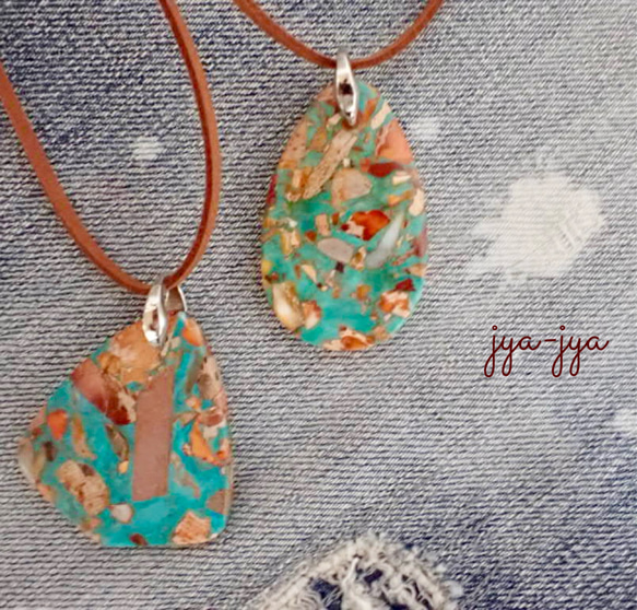 皇帝石 turquoise orange pendant -B 3枚目の画像