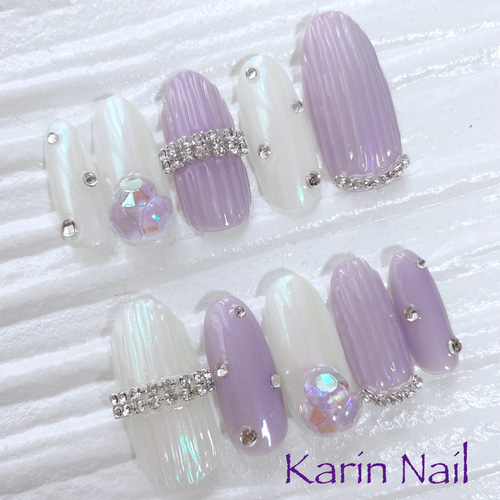 バカラネイル ニュアンスネイル 春ネイル ワンホン ミラー マグネット  