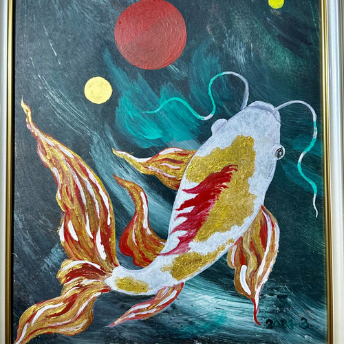 【絵画】ネイチャーアート「錦鯉」原画 絵画】ネイチャーアート「錦鯉」原画 - 美術品・アンティーク