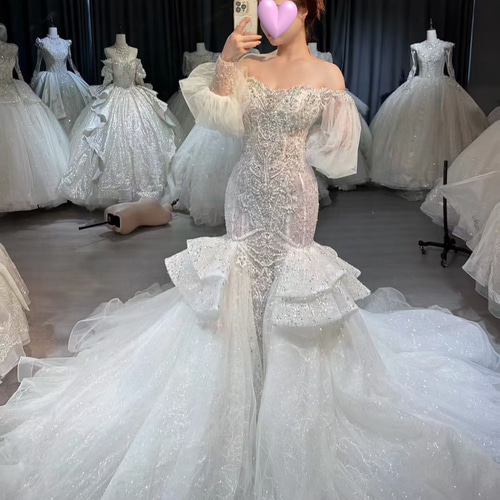 マーメイドウェディングドレス 袖あり ウエディングドレス マーメイド