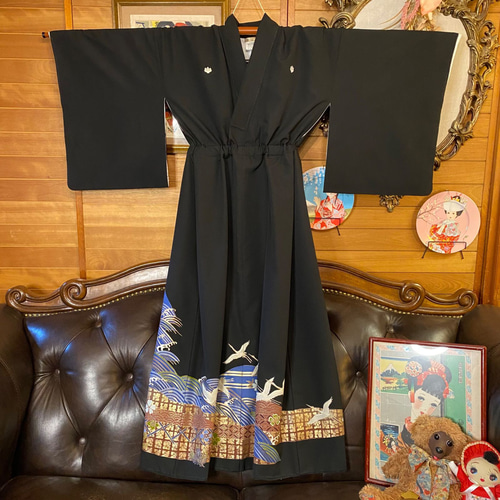 和洋折衷 黒留袖 着物 リメイク ワンピース ドレス ハンドメイド