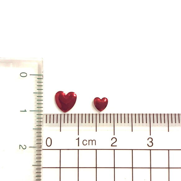 ネイル デコ スタッズ パーツ ハート レッド 赤 メタル 2サイズセット(D129) 2枚目の画像