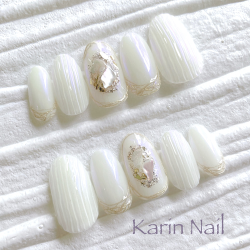 バカラネイル ニュアンスネイル 春ネイル ワンホン マグネット シェル  