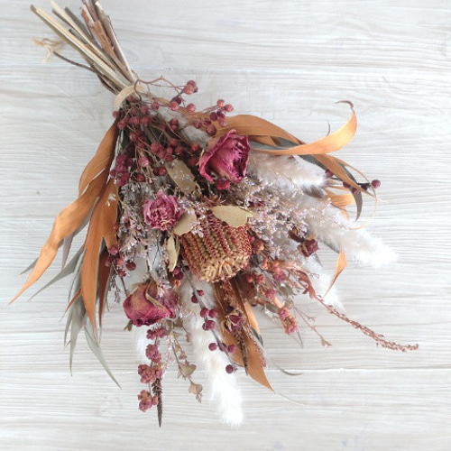 ボルドーカラーのドライフラワースワッグ スワッグ lea pua 通販  